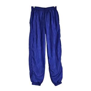 PARSONS PLACE 80'S VINTAGE NYLON JOGGER PANTS – BLUE – SIZE PM – ELASTIC CUFFS